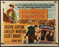 3j957 UNTAMED FRONTIER style A 1/2sh 1952 cowboy Joseph Cotten, sexy showgirl Shelley Winters!