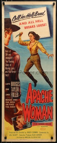 3j012 APACHE WOMAN insert 1955 art of naked cowgirl in water pointing gun at Lloyd Bridges!