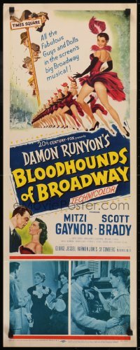 3j034 BLOODHOUNDS OF BROADWAY insert 1952 Mitzi Gaynor & sexy showgirls, from Damon Runyon story!