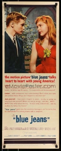 3j035 BLUE DENIM insert 1959 Carol Lynley & Brandon DeWilde, teen pregnancy, Blue Jeans!