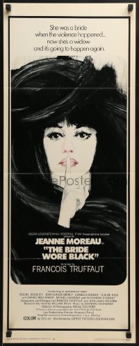 3j045 BRIDE WORE BLACK insert 1968 Francois Truffaut's La Mariee Etait en Noir, Jeanne Moreau!