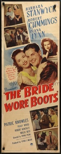 3j046 BRIDE WORE BOOTS insert 1946 romantic close up of Barbara Stanwyck & Robert Cummings!