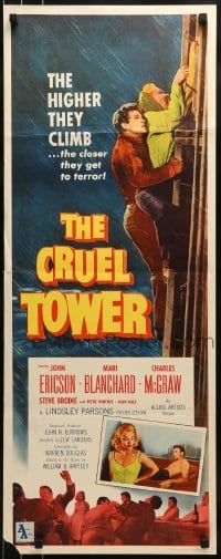 3j075 CRUEL TOWER insert 1956 the higher they climb, the closer they get to terror!