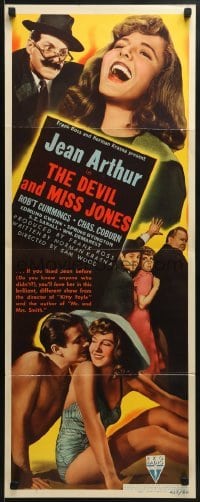3j090 DEVIL & MISS JONES insert 1941 great close up artwork of laughing sales girl Jean Arthur!