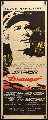 3j097 DRANGO insert 1957 art of Jeff Chandler, a man against a town gone mad with lust!
