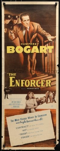 3j101 ENFORCER insert 1951 art of Humphrey Bogart with gun + the most vicious words in crimedom!
