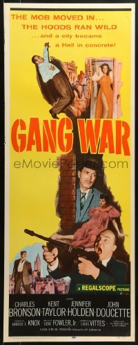 3j126 GANG WAR insert 1958 young mobster Charles Bronson in a city that is Hell in concrete!