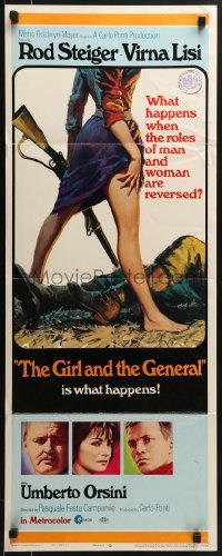 3j134 GIRL & THE GENERAL insert 1967 art of sexy Virna Lisi's legs & gun standing over soldier!