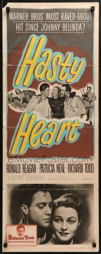 3j157 HASTY HEART insert 1950 patient Ronald Reagan & nurse Patricia Neal help dying Richard Todd!