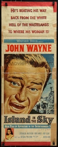 3j184 ISLAND IN THE SKY insert 1953 William Wellman, close up art of big John Wayne!