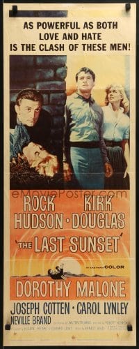 3j225 LAST SUNSET insert 1961 Rock Hudson, Kirk Douglas, Dorothy Malone, Robert Aldrich directed!