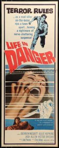 3j231 LIFE IN DANGER insert 1964 terror rules as a mad killer on the loose rips a town apart!