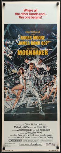 3j278 MOONRAKER insert 1979 art of Moore as James Bond & sexy Lois Chiles by Goozee!