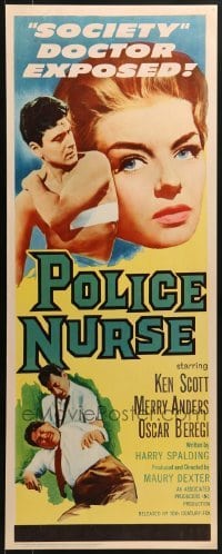 3j329 POLICE NURSE insert 1963 pretty nurse Merry Anders, Ken Scott, thriller!