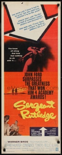 3j389 SERGEANT RUTLEDGE insert 1960 John Ford surpasses the greatness than won 4 Academy Awards!
