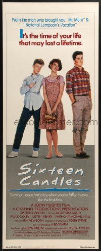 3j403 SIXTEEN CANDLES insert 1984 Molly Ringwald, Anthony Michael Hall, John Hughes directed!