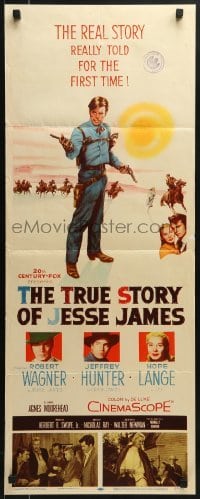 3j469 TRUE STORY OF JESSE JAMES insert 1957 Nicholas Ray, Robert Wagner, Jeffrey Hunter, Hope Lange
