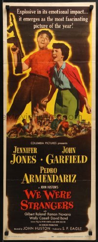 3j486 WE WERE STRANGERS insert 1949 art of Jennifer Jones & John Garfield, directed by John Huston