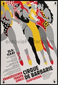 3k030 CIRQUE DE BARBARIE 23x33 German circus poster 1983 several sexy circus performers!