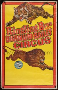 3k031 RINGLING BROS & BARNUM & BAILEY CIRCUS 27x43 circus poster 1969 art of a lion and a tiger!