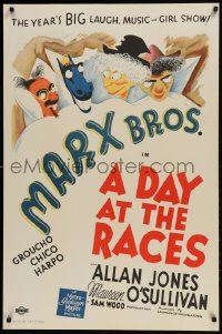 3k012 DAY AT THE RACES style D S2 recreation 1sh 2002 Groucho, Chico & Harpo Marx in bed with horse