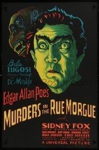 3k018 MURDERS IN THE RUE MORGUE S2 recreation 1sh 2000 great art of spookiest Bela Lugos & ape!