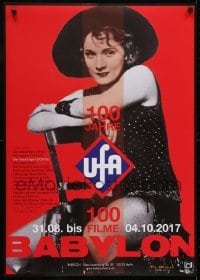 3k154 100 JAHRE UFA 100 FILME 24x33 German film festival poster 2017 seated image of Dietrich!