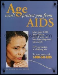 3k402 AGE WON'T PROTECT YOU FROM AIDS 17x22 special poster 1990s HIV/AIDS, woman with no rings!