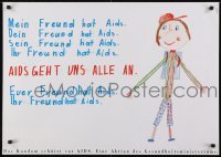 3k406 AIDS GEHT UNS ALLE AN 24x33 Austrian special poster 1990s HIV/AIDS, crayon artwork!