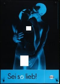 3k415 AIDS HILFE 24x33 Austrian special poster 2000s HIV/AIDS, naked blue art style!