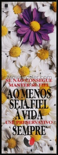 3k421 AO MENOS SEJA FIEL A VIDA 10x27 Portuguese special poster 1990s HIV/AIDS, floral design!