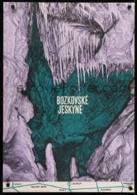 3k069 BOZKOVSKE JESKYNE 23x33 Czech travel poster 1968 Bozkov's dolomite caves, cool formations!