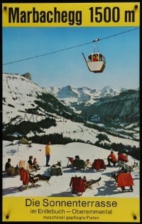 3k072 DIE SONNENTERRASSE 25x40 Swiss travel poster 1960s image of cable car by Langnau Aeschlimann!