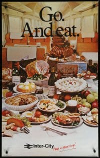 3k079 INTER-CITY GO & EAT English travel poster 1970s great image of train food!