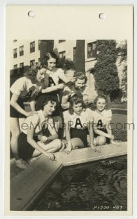 3m054 COLLEGE SWING 5x8 key book still 1938 sexy starlets get some pointers on their fishing!