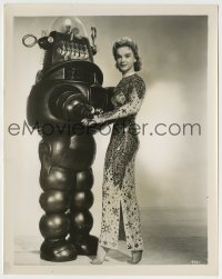 3m404 FORBIDDEN PLANET 8x10 still 1956 Anne Francis in Miracle of Jewels dress by Robby the Robot!
