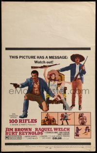 3p004 100 RIFLES WC 1969 sexy Raquel Welch between Jim Brown & Burt Reynolds, all holding guns!