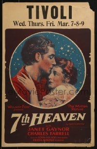 3p001 7TH HEAVEN WC 1927 romantic art of Janet Gaynor & Charles Farrell, Frank Borzage!