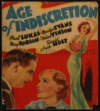 3p007 AGE OF INDISCRETION WC 1935 full-length art of Madge Evans + close up with Paul Lukas, rare!