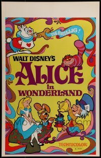3p009 ALICE IN WONDERLAND WC R1974 Walt Disney, Lewis Carroll classic, cool psychedelic art!