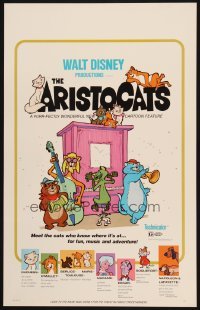 3p014 ARISTOCATS WC 1971 Walt Disney feline jazz musical cartoon, great colorful image!