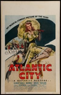 3p016 ATLANTIC CITY WC 1944 sexy art of Constance Moore with bonnett & umbrella by Schaeffer!