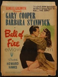 3p020 BALL OF FIRE WC 1941 great image of dapper Gary Cooper & sexy Barbara Stanwyck!