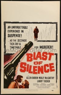 3p033 BLAST OF SILENCE WC 1961 cool artwork, hired killer stalks prey with silenced gun!