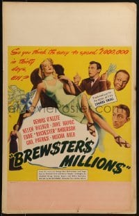 3p037 BREWSTER'S MILLIONS WC 1945 Dennis O'Keefe has to spend $1 million in 30 days, great art!