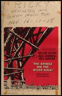 3p038 BRIDGE ON THE RIVER KWAI WC 1958 William Holden, Alec Guinness, David Lean WWII classic!