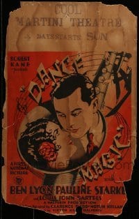3p052 DANCE MAGIC WC 1927 romantic art of Ben Lyon & Pauline Starke in giant instrument, rare!