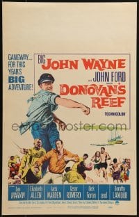 3p060 DONOVAN'S REEF WC 1963 great art of punching sailor John Wayne, directed by John Ford!
