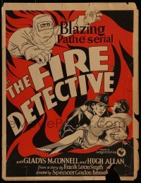 3p071 FIRE DETECTIVE WC 1929 great art of fireman rescuing woman from inferno, serial, very rare!
