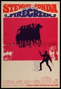 3p072 FIRECREEK WC 1968 cowboys James Stewart & Henry Fonda meet in the heat of it all!